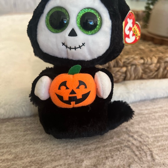 Ty Other - TY BEANIE BOOS - Halloween GRIMM the 6" GHOST with SICKLE - MINT TAG New